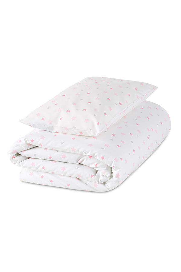 Capa de edredon + fronha de almofada + enchimento Estrelas Rosa