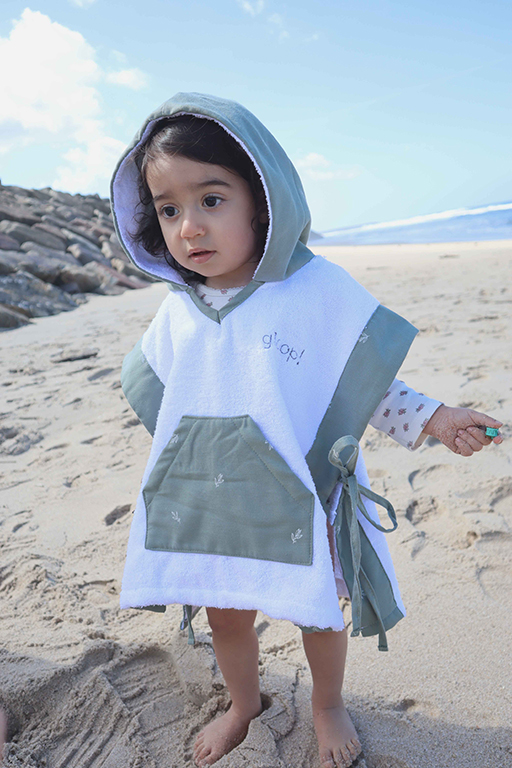 Poncho praia algodão organico Little Garden