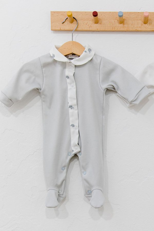 Babygrow Verão em algodão orgânico Elephants